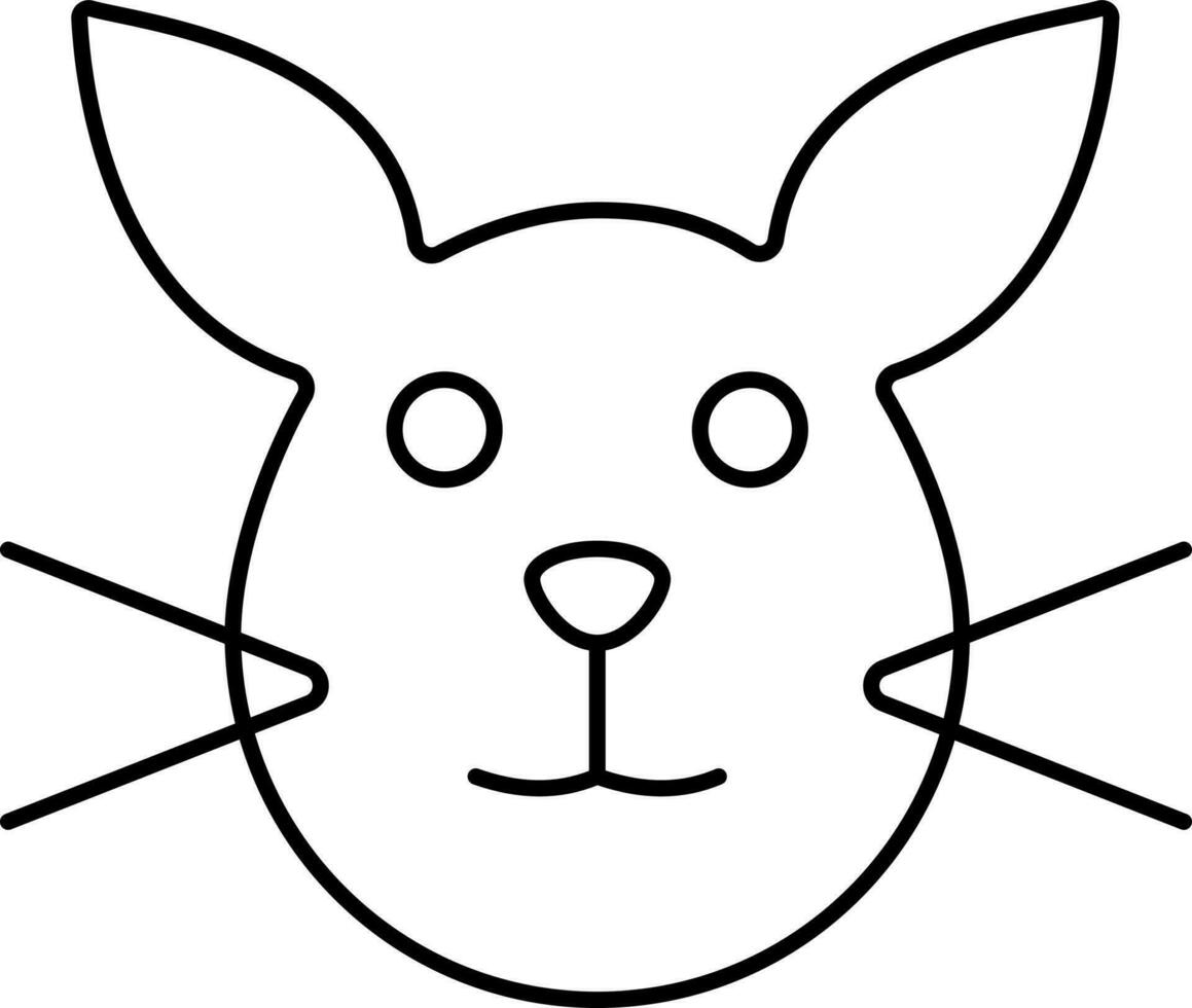 Cute Cartoon Bunny Face Icon In Linear Style. vector