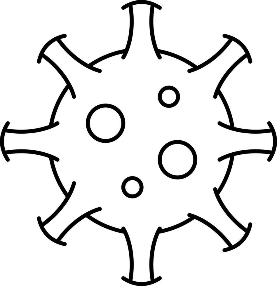 Black Line Art Illustration Of Virus Icon. vector
