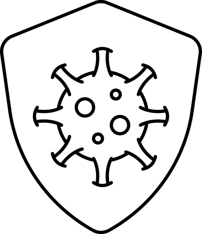Virus Shield Symbol Or Icon In Black Stroke. vector