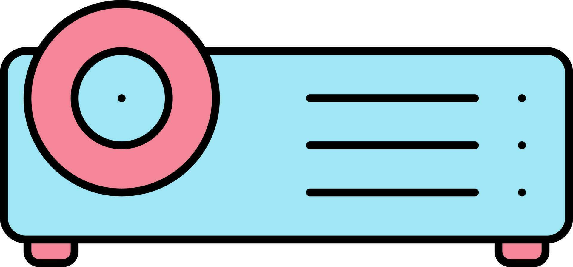Flat Projector Icon In Pink And Blue Color. vector