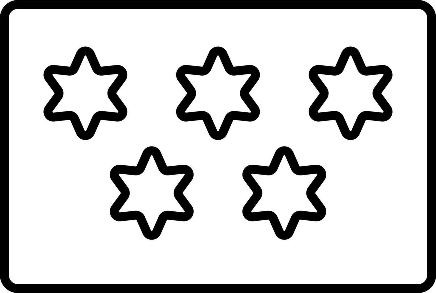 Black Linear Style Five Star Icon. vector