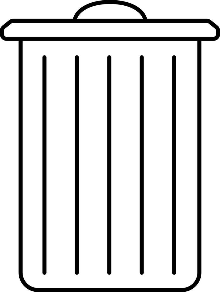 Black Stroke Illustration Of Dustbin Icon. vector