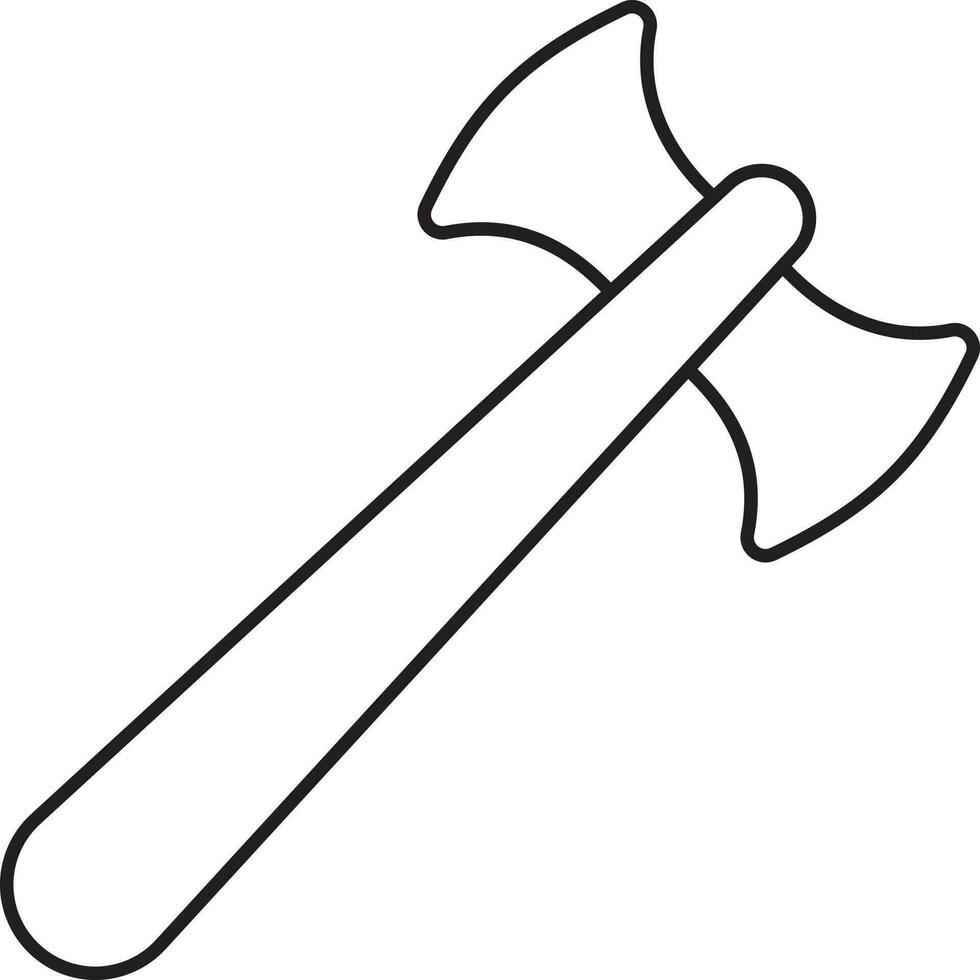 Double Axe Icon In Black Line Art. vector