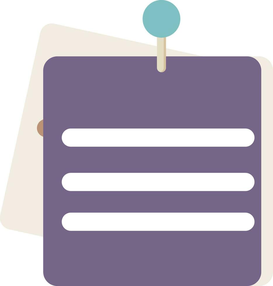 Pinned Paper Icon In Purple Color. vector