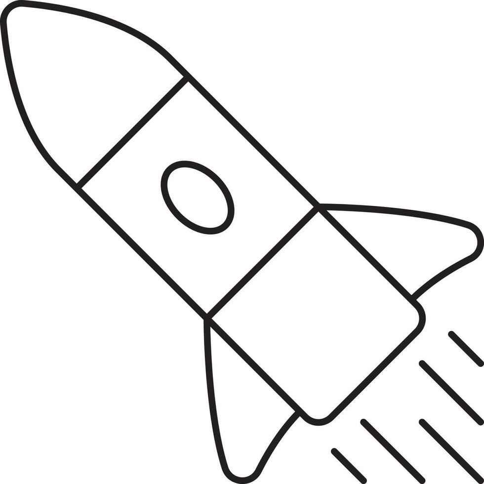 Black Thin Line Art Missile Icon. vector