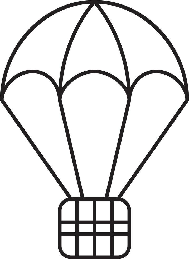 Package Delivery Parachute Black Stroke Icon. vector