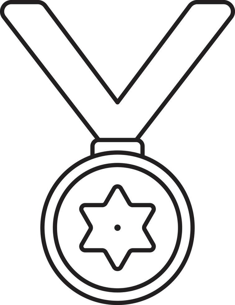 Star Medal With Ribbon Thin Line Icon. vector