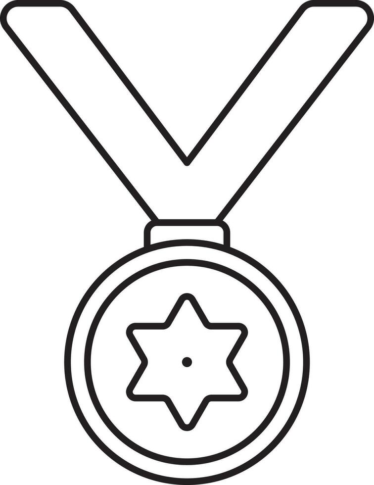 Star Medal With Ribbon Thin Line Icon. vector