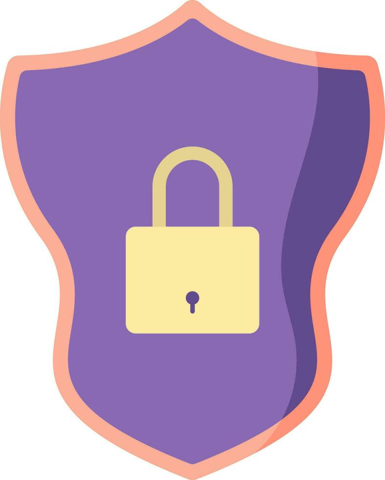 Flat Illustration Of Shield Lock Yellow And Purple Icon. vector