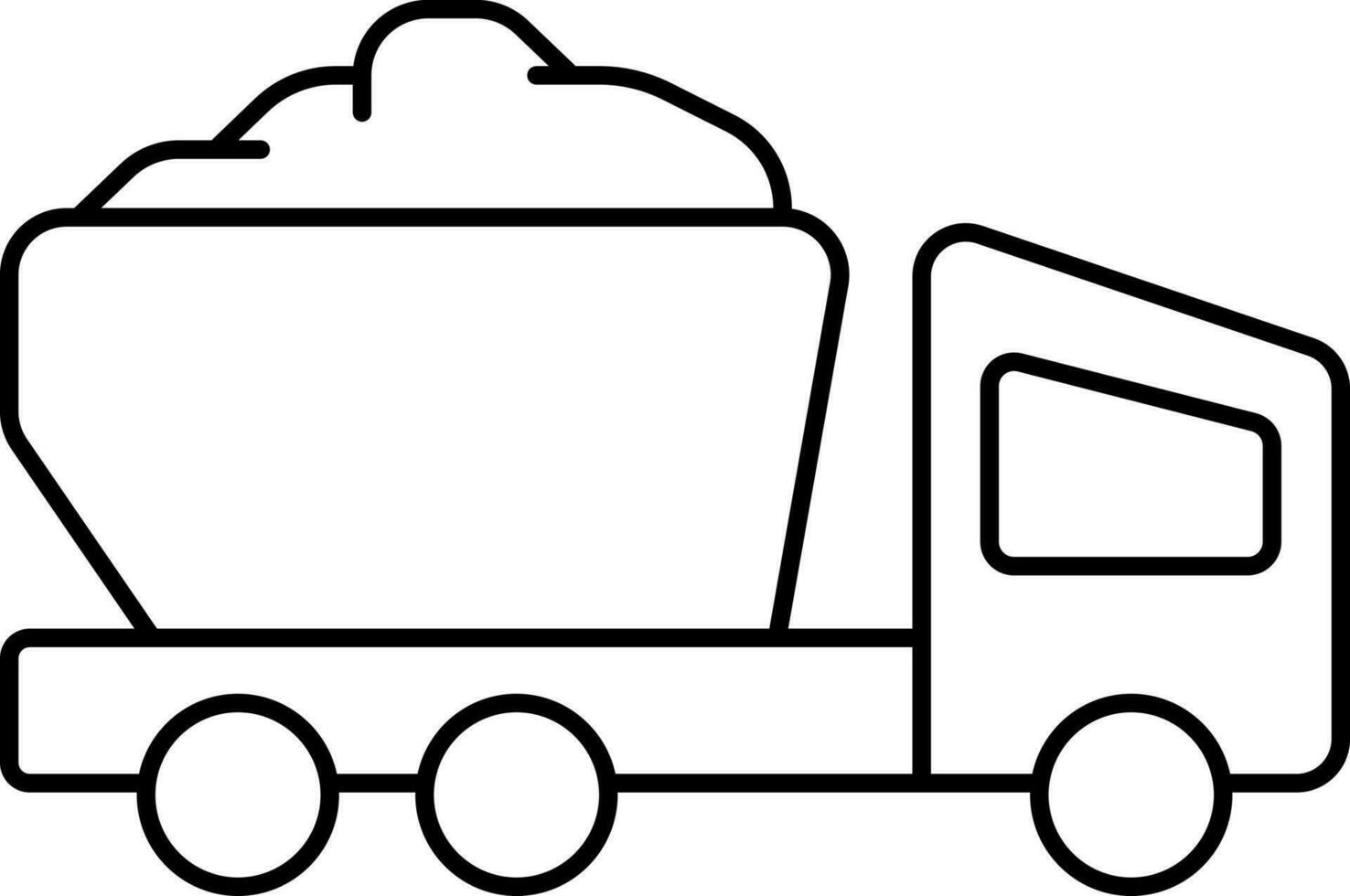 Dump Truck Icon In Thin Line Art. vector