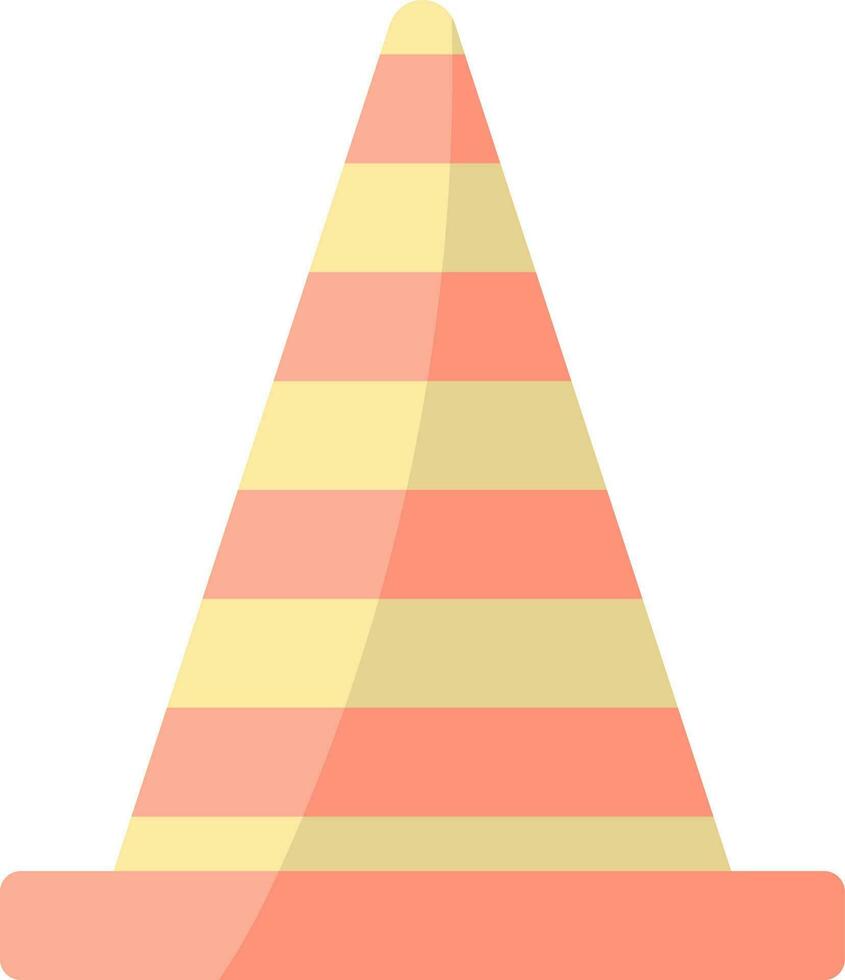 Red And Yellow Construction Cone Flat Icon. vector