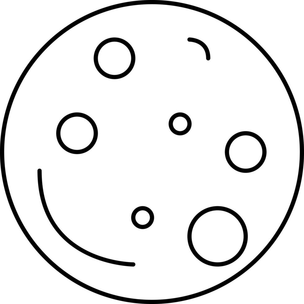 Black Stroke Illustration Of Moon Icon. vector