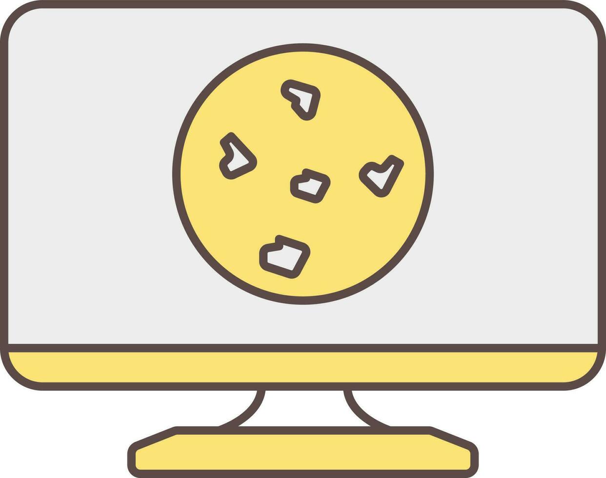 Planet In Desktop Screen Yellow And Grey Icon. vector