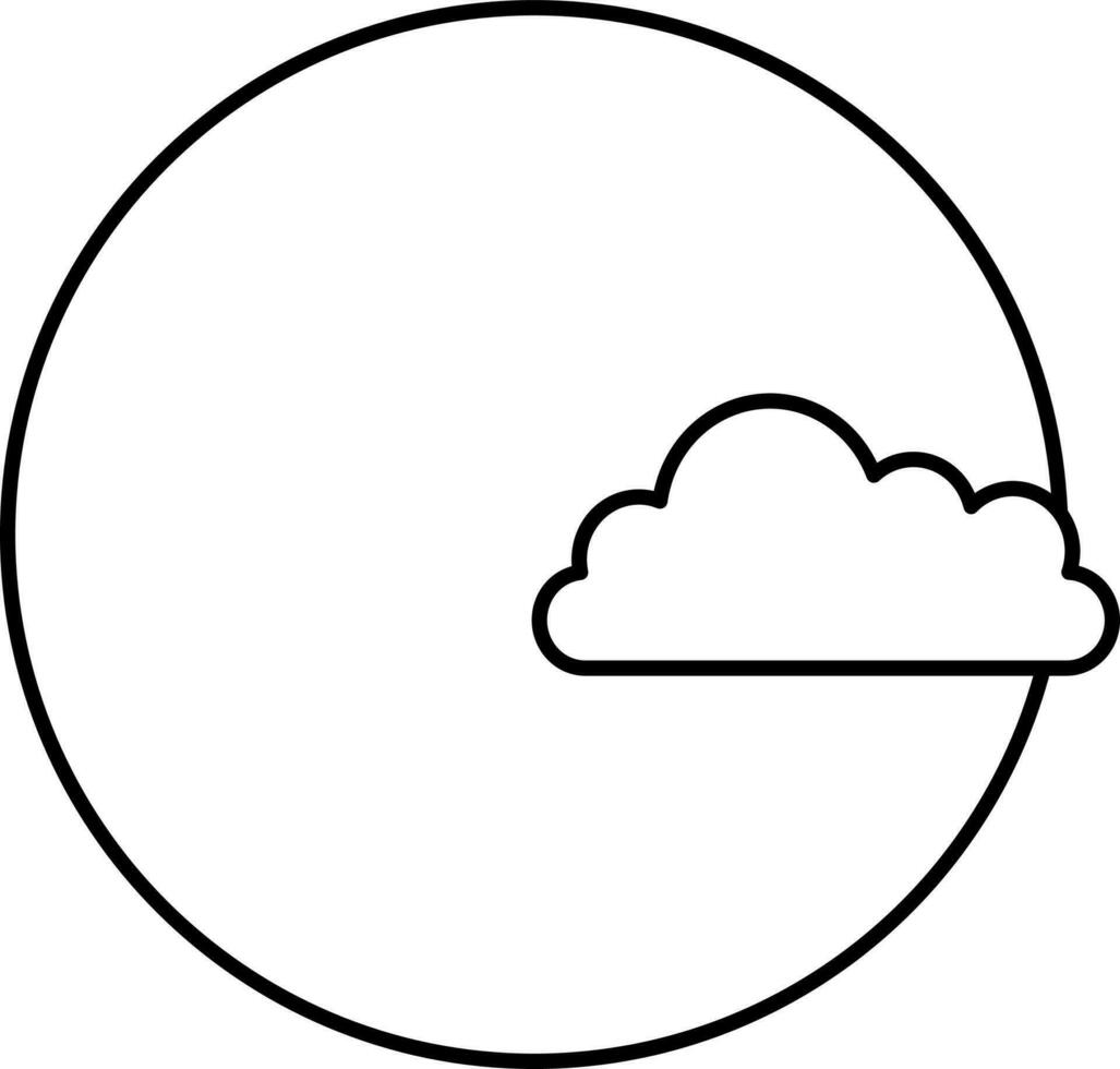 Black Linear Of Full Moon With Cloud Icon. vector