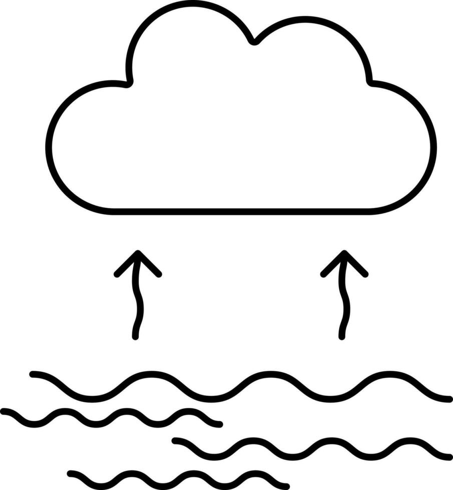 agua ciclo con nube icono en negro línea Arte. vector