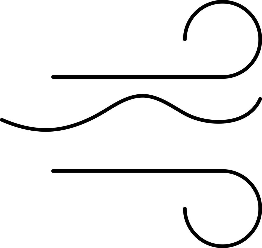 Wind Icon Or Symbol In Black Line Art. vector