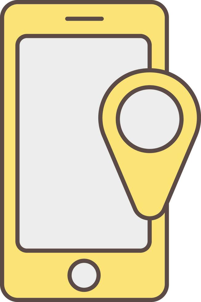 Flat Mobile Gps Icon In Yellow Color. vector