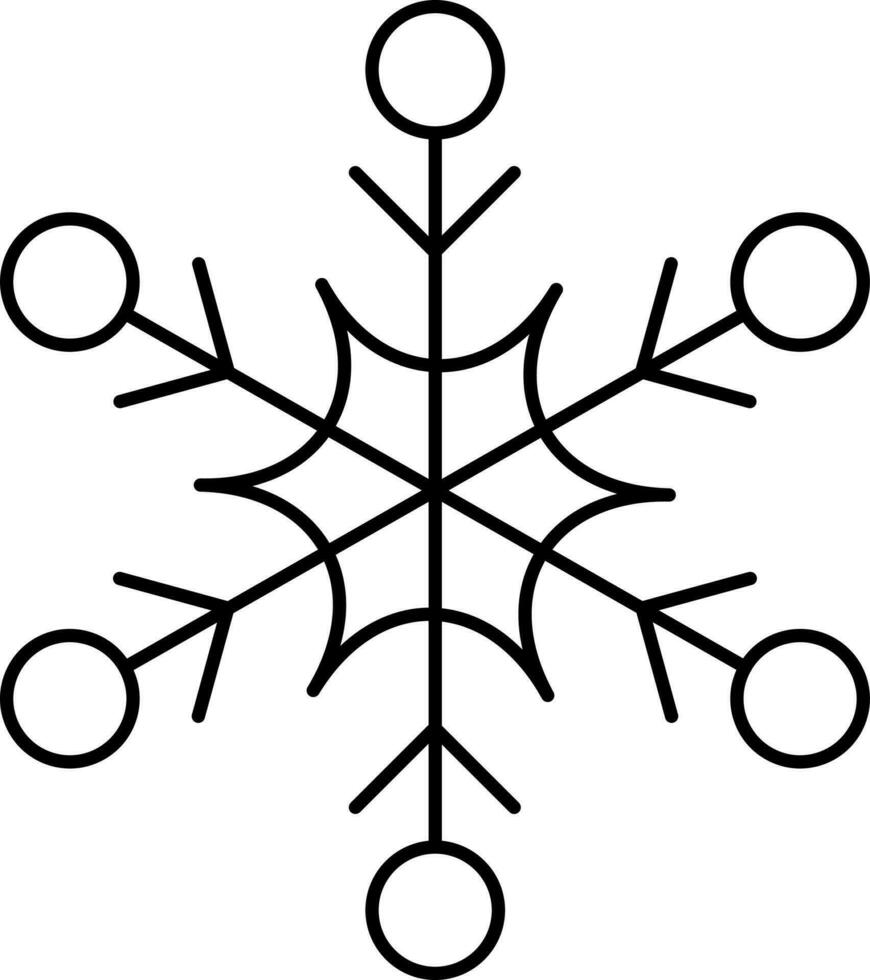 Isolated Snowflake Black Thin Linear Icon. vector