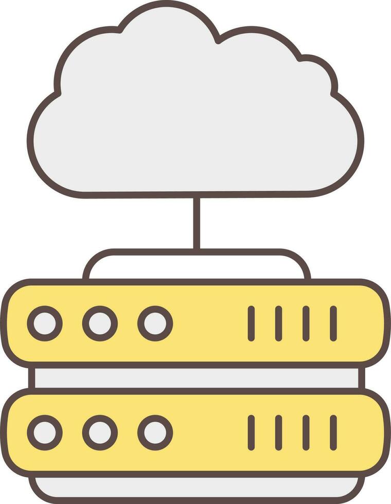 Illustration of Cloud Connected Server Yellow Or Grey Icon. vector