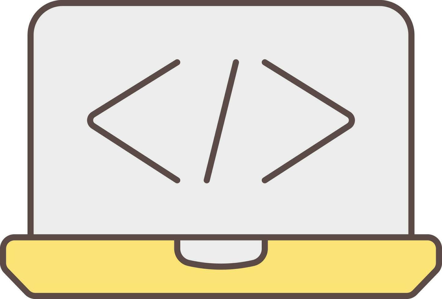 Web Programming App In Laptop Yellow And Grey Icon. vector