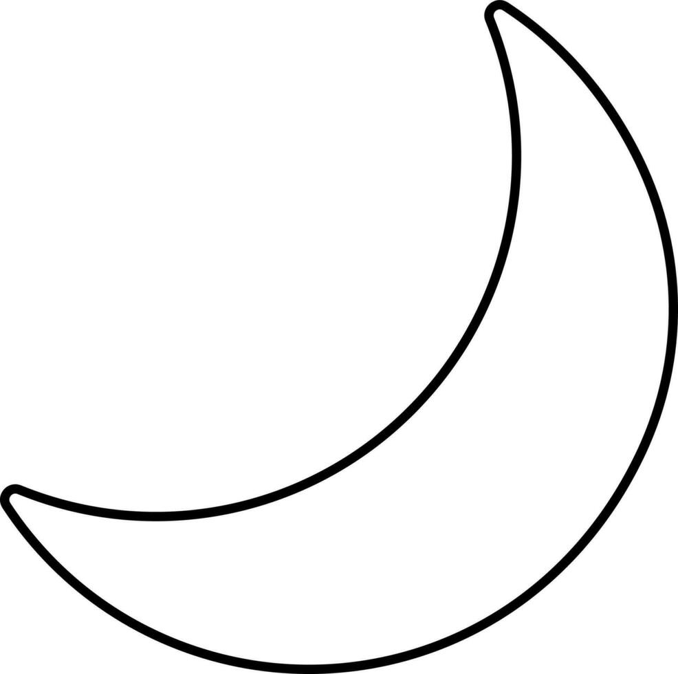 negro contorno creciente Luna icono o símbolo. vector