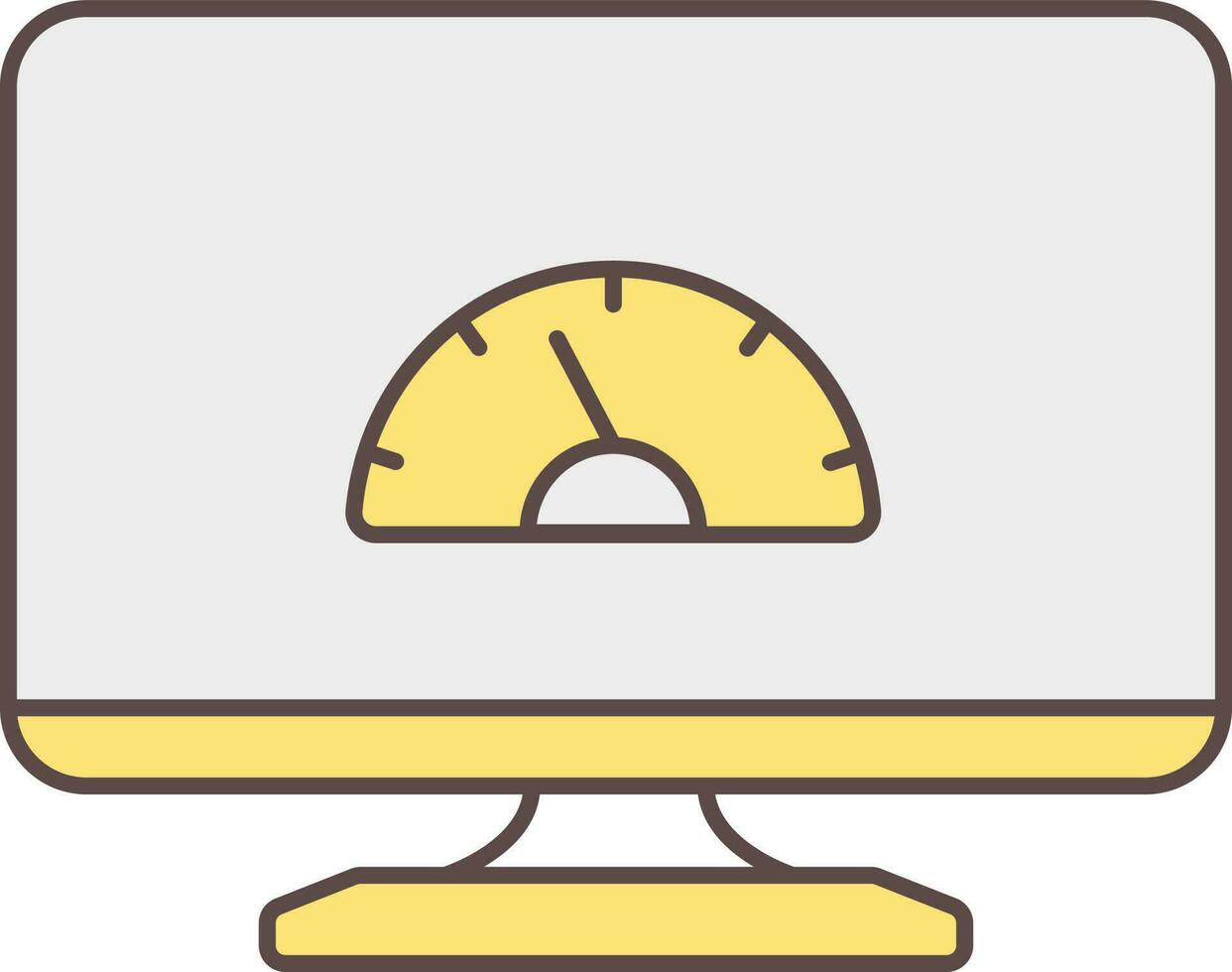 Speedometer Computer Screen Yellow And Grey Icon. vector