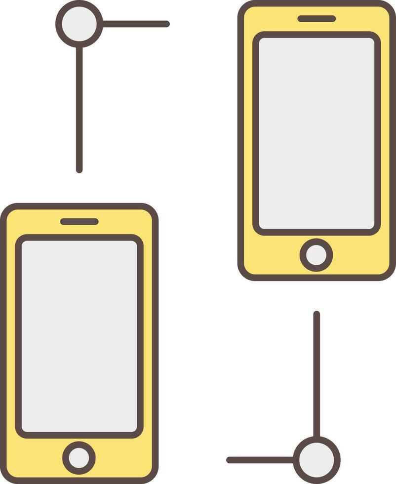 Yellow Mobile Connection Icon In Flat Style. vector