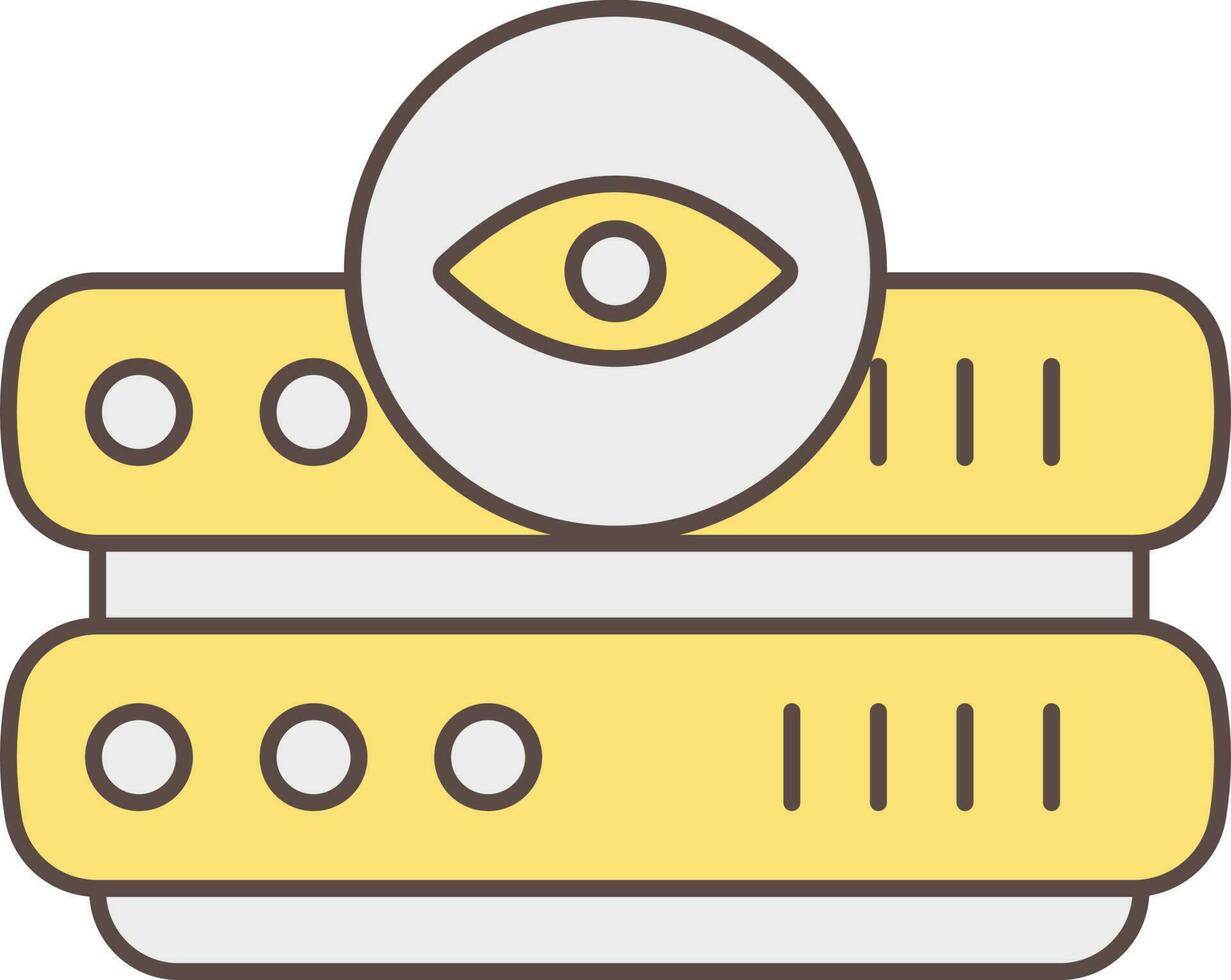 View Server Grey And Yellow Icon In Flat Style. vector