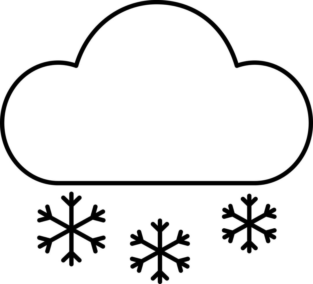 Black Outline Snowfall Cloud Icon Or Symbol. vector