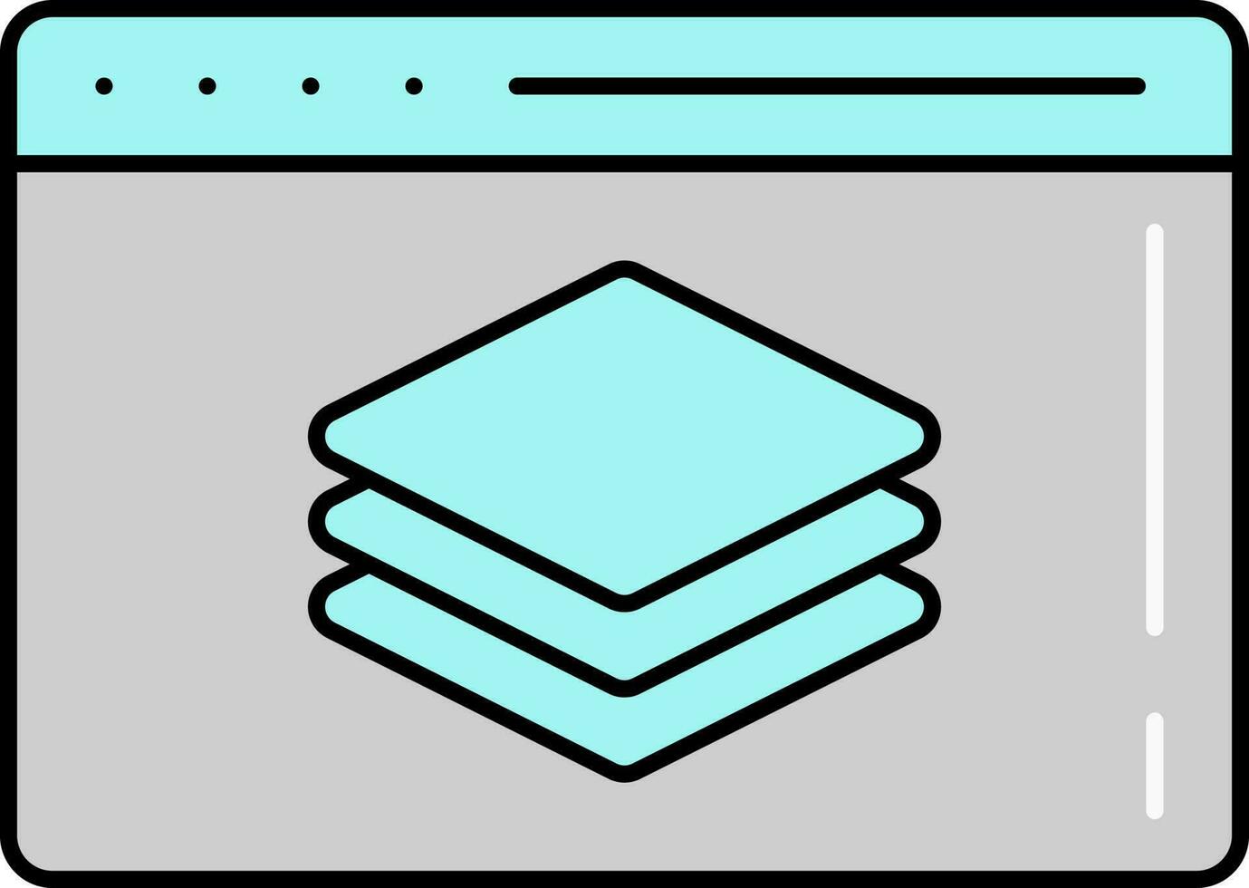 Layer Window Tool Grey And Turquoise Icon. vector