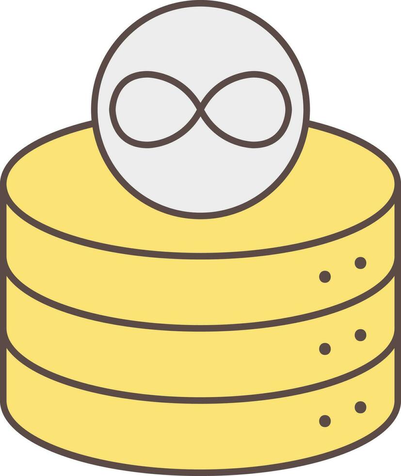 Server Infinity Yellow And Grey Icon In Flat Style. vector