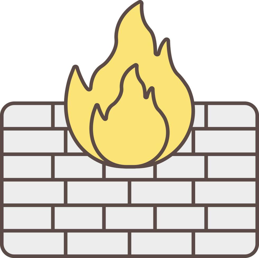 Yellow And Grey Firewall Icon In Flat Style. vector