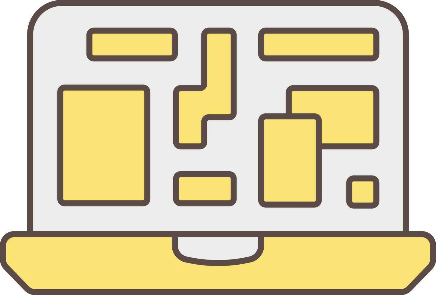 Unstructured Data Laptop Icon In Yellow And Grey Color. vector