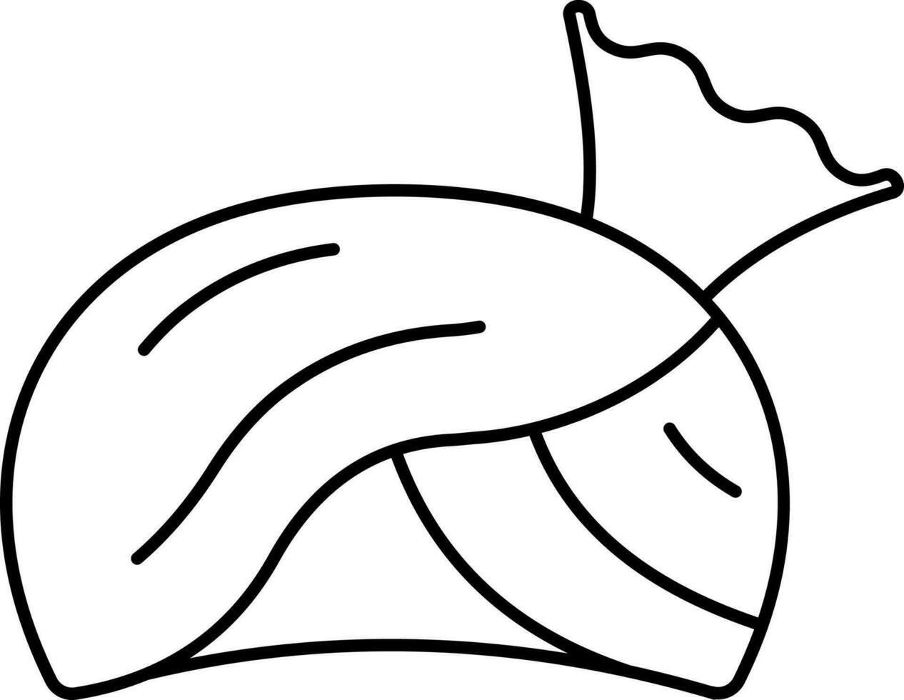 Flat Style Turban Icon In Black Line Art. vector