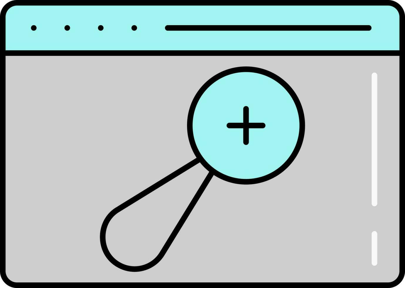 Grey And Turquoise Zooming Page Icon Or Symbol. vector