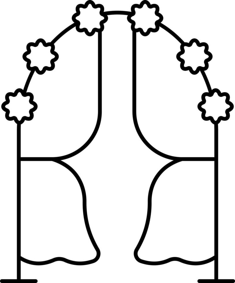 Flat Style Wedding Arch Icon In Black Linear Art. vector