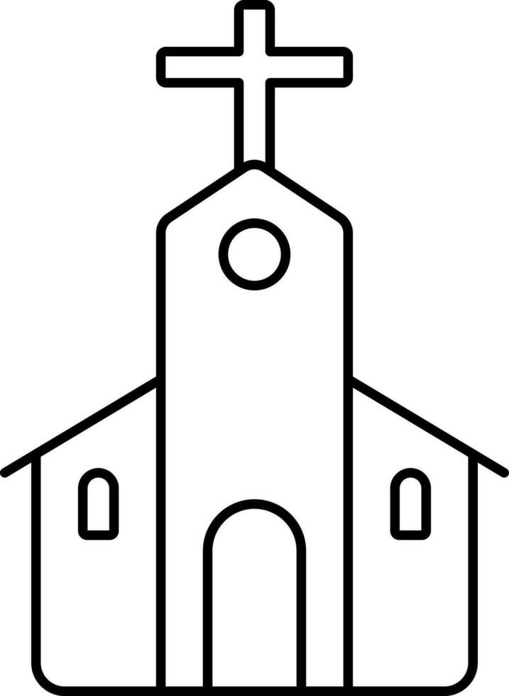 Black Linear Style Church Icon Or Symbol. vector