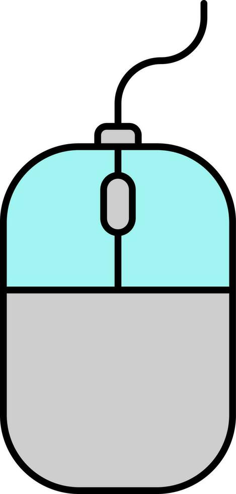 Flat Computer Mouse Turquoise And Gray Icon. vector