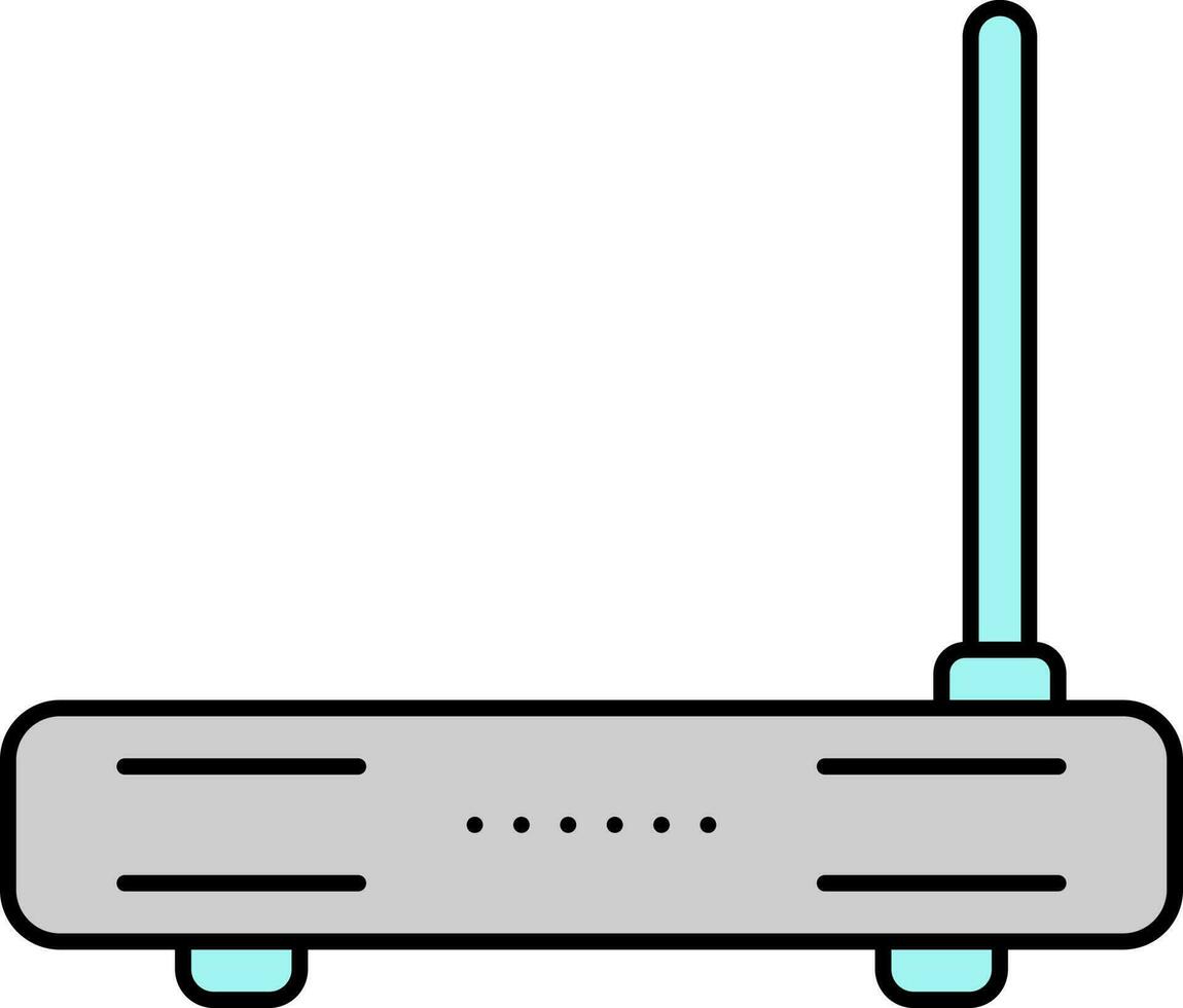 Grey And Turquoise Router Flat Icon Or Symbol. vector