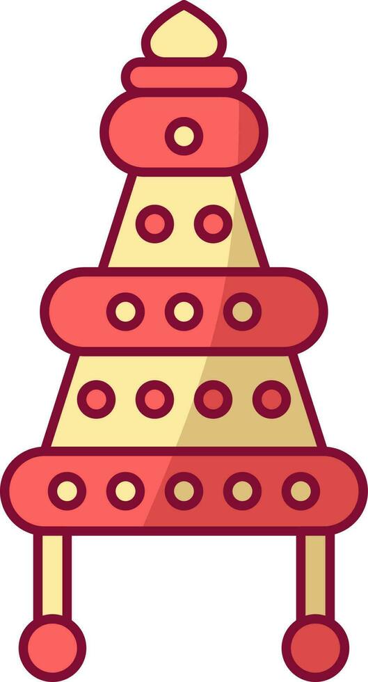Bengali Groom Headdress Of Topor Red And Yellow Icon. vector