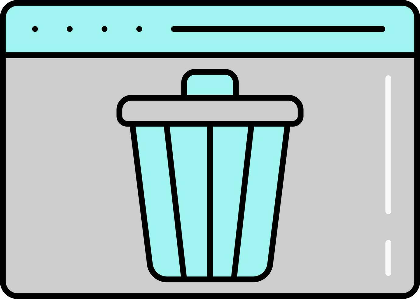 Trash Bin Web Page Icon In Grey And Turquoise Color. vector
