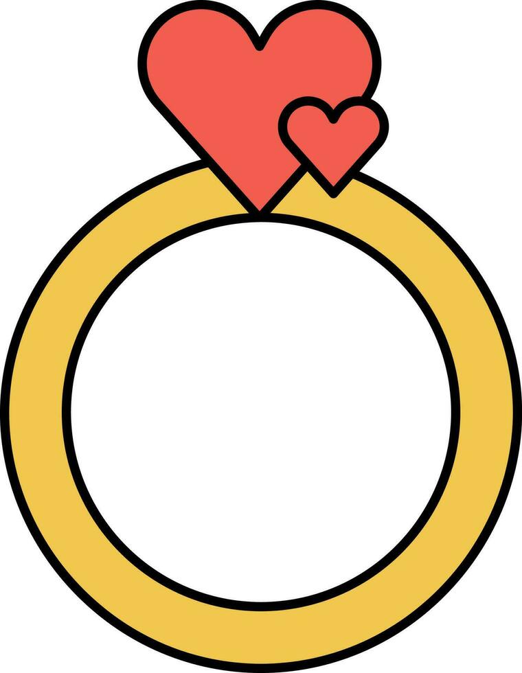 Double Heart Ring Red And Yellow Icon. vector