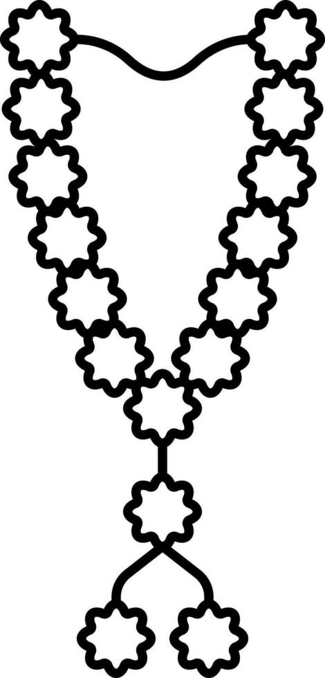 Flat Style Flower Garland Icon In Black Outline. vector