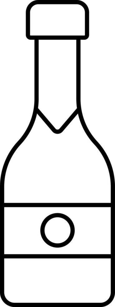Isolated Champagne Bottle Icon In Black Line Art. vector
