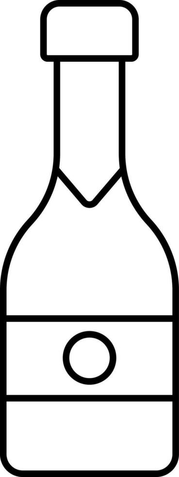 aislado champán botella icono en negro línea Arte. vector