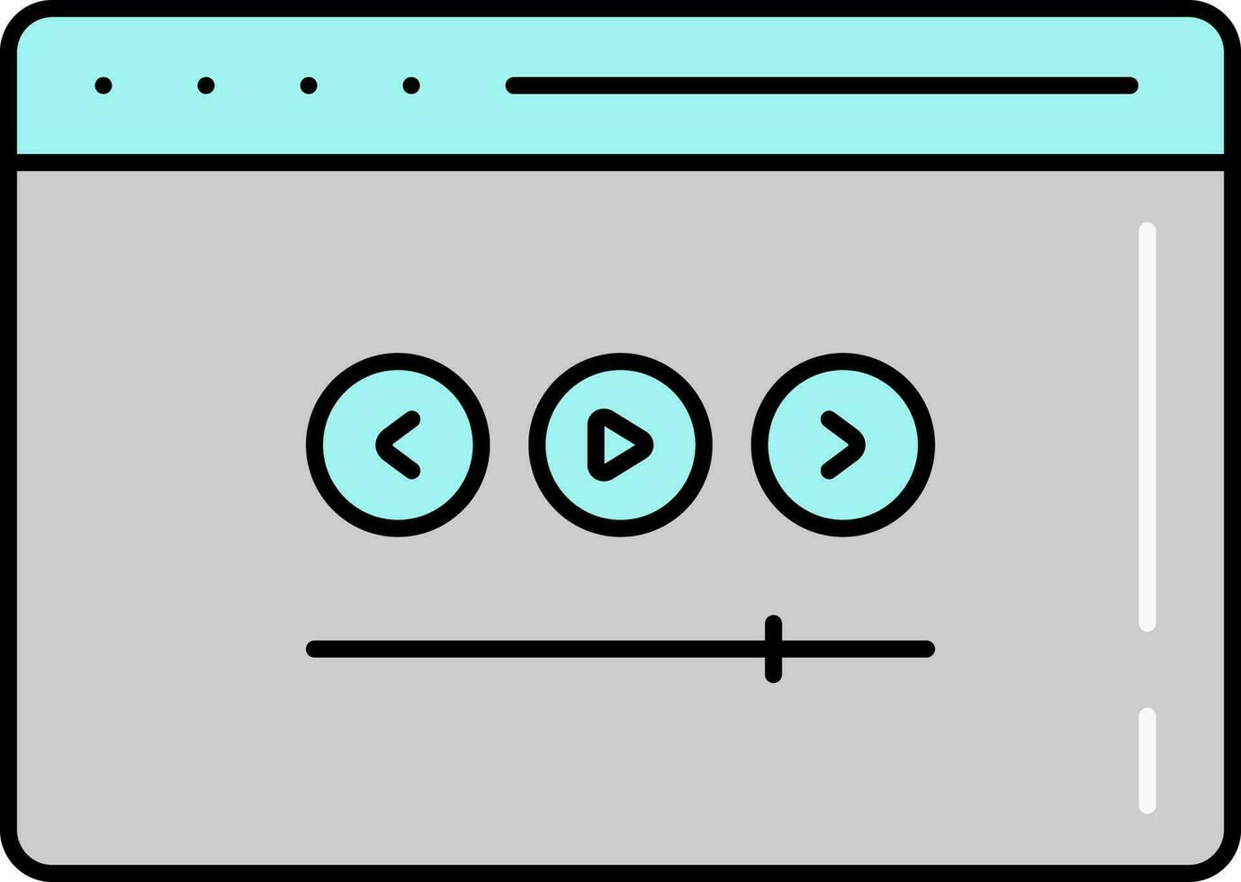 Grey And Turquoise Video Play Website Page Icon. vector