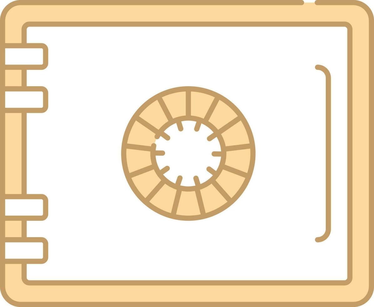 Peach And White Vault Safe Flat Icon. vector