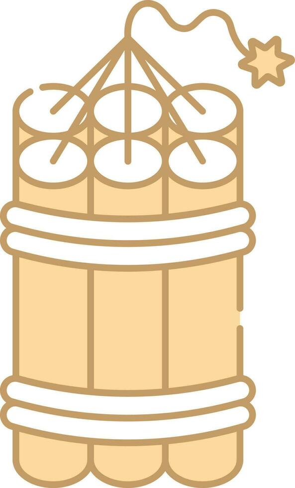 Burning Dynamite Bomb Icon In Peach And White Color. vector