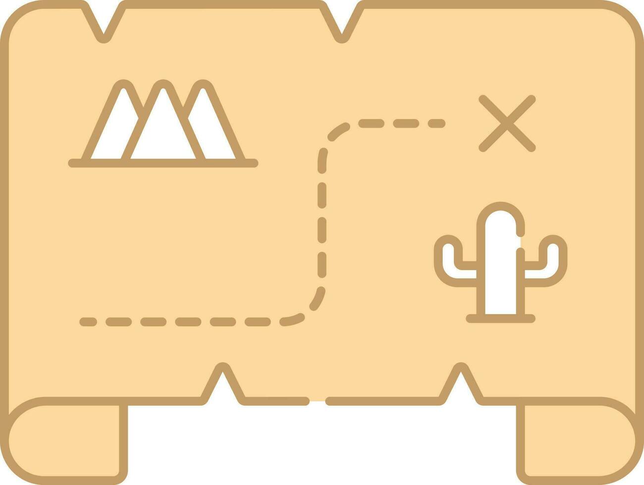 White And Peach Wild Map Icon In Flat Style. vector
