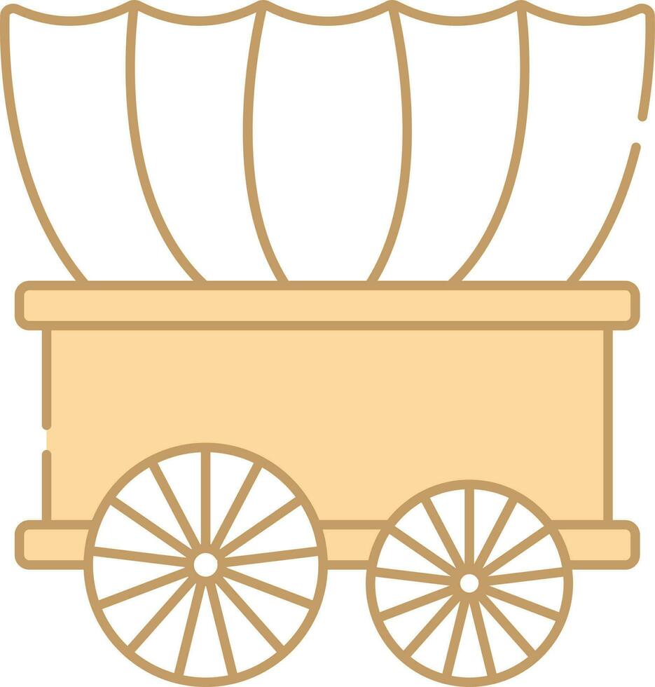 Peach And White Conestoga Wagon Flat Icon. vector